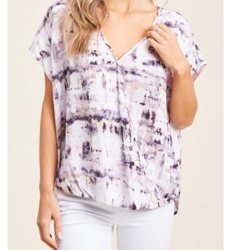 Staccato Linen Inspired Blouse with Tie Dye Print